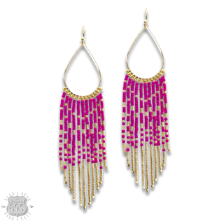 Seed bead fringe earring