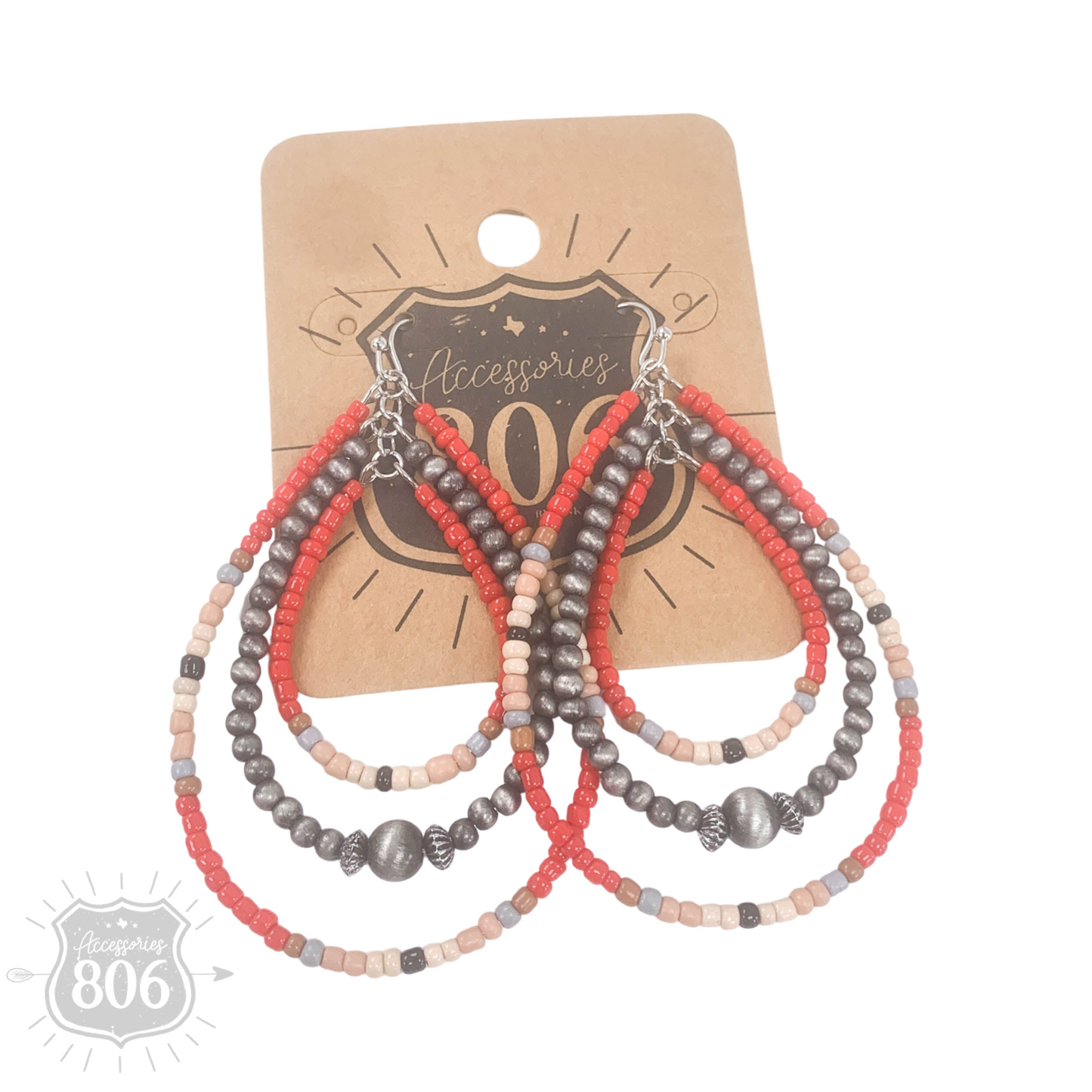 Seed bead triple teardrop earring