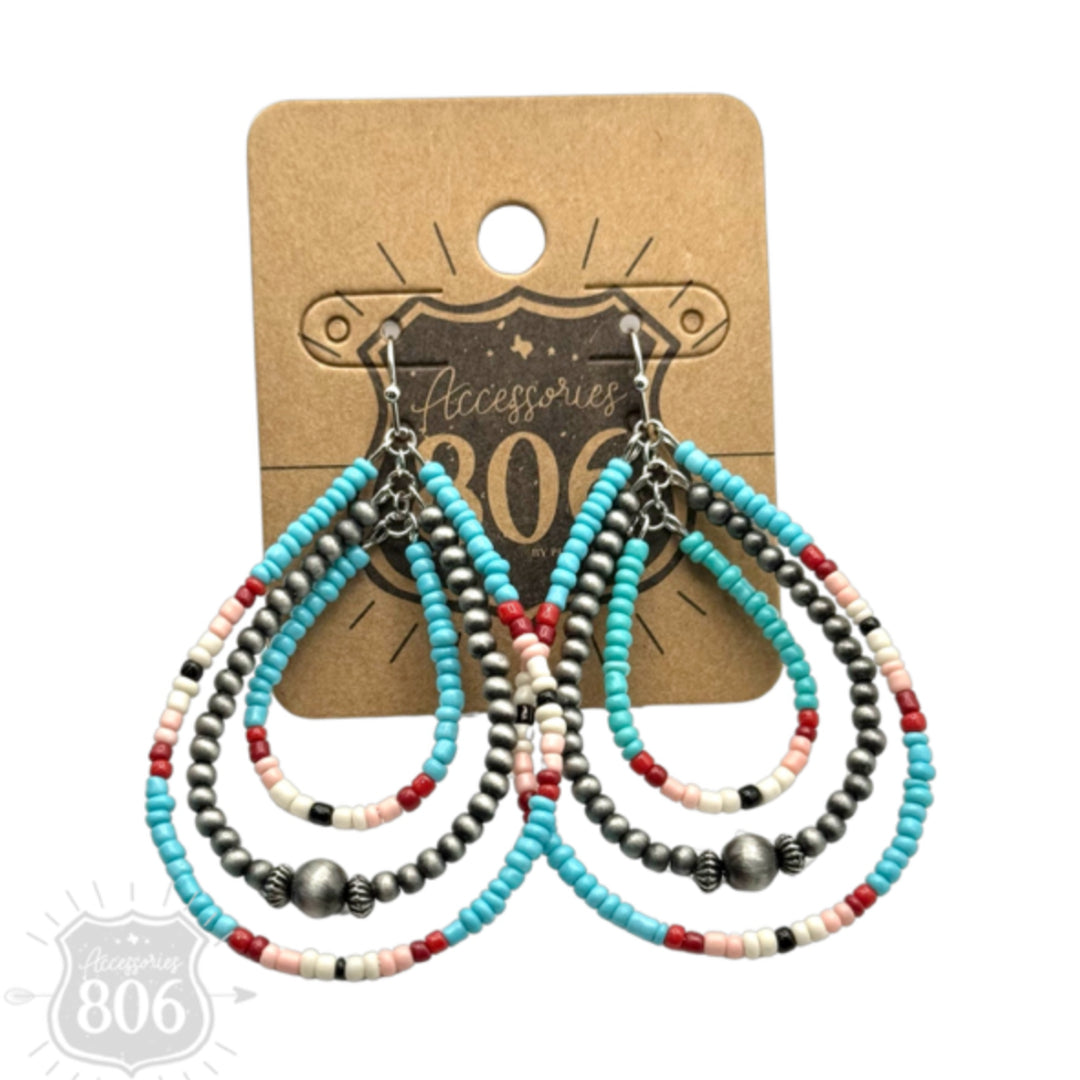 Seed bead triple teardrop earring