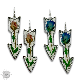 Pressed flower arrow earring