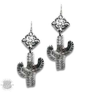Silver cactus earring