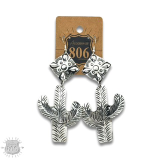 Silver cactus earring