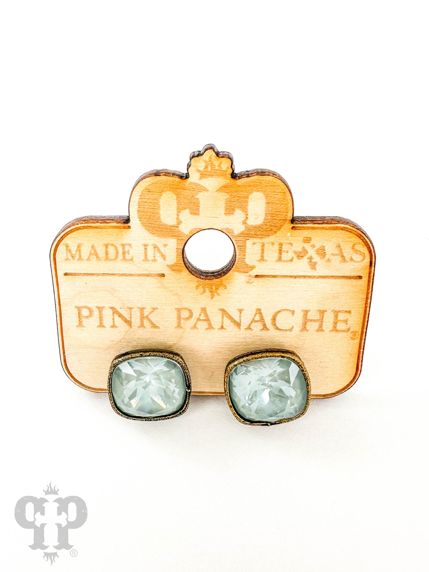 Austrian square crystal post earring, 12mm