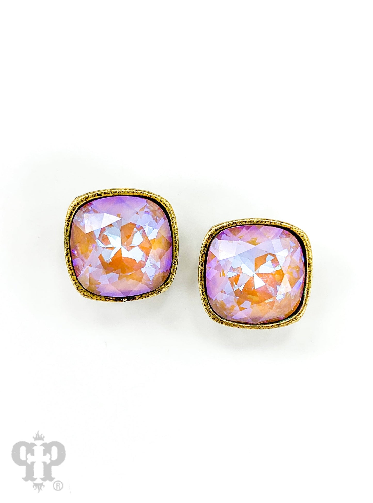 Austrian square crystal post earring, 12mm