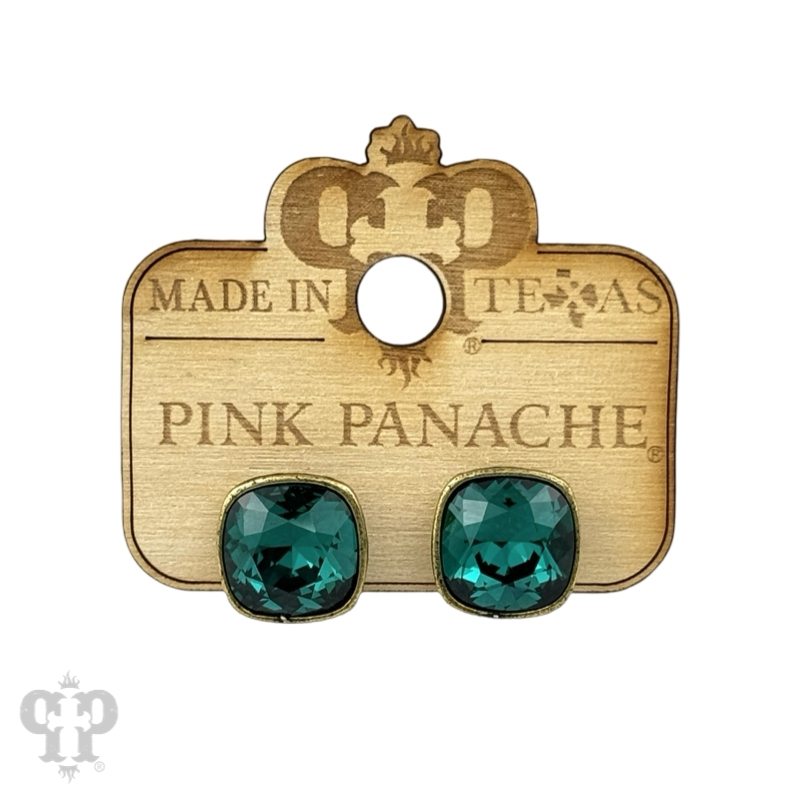 Austrian square crystal post earring, 12mm
