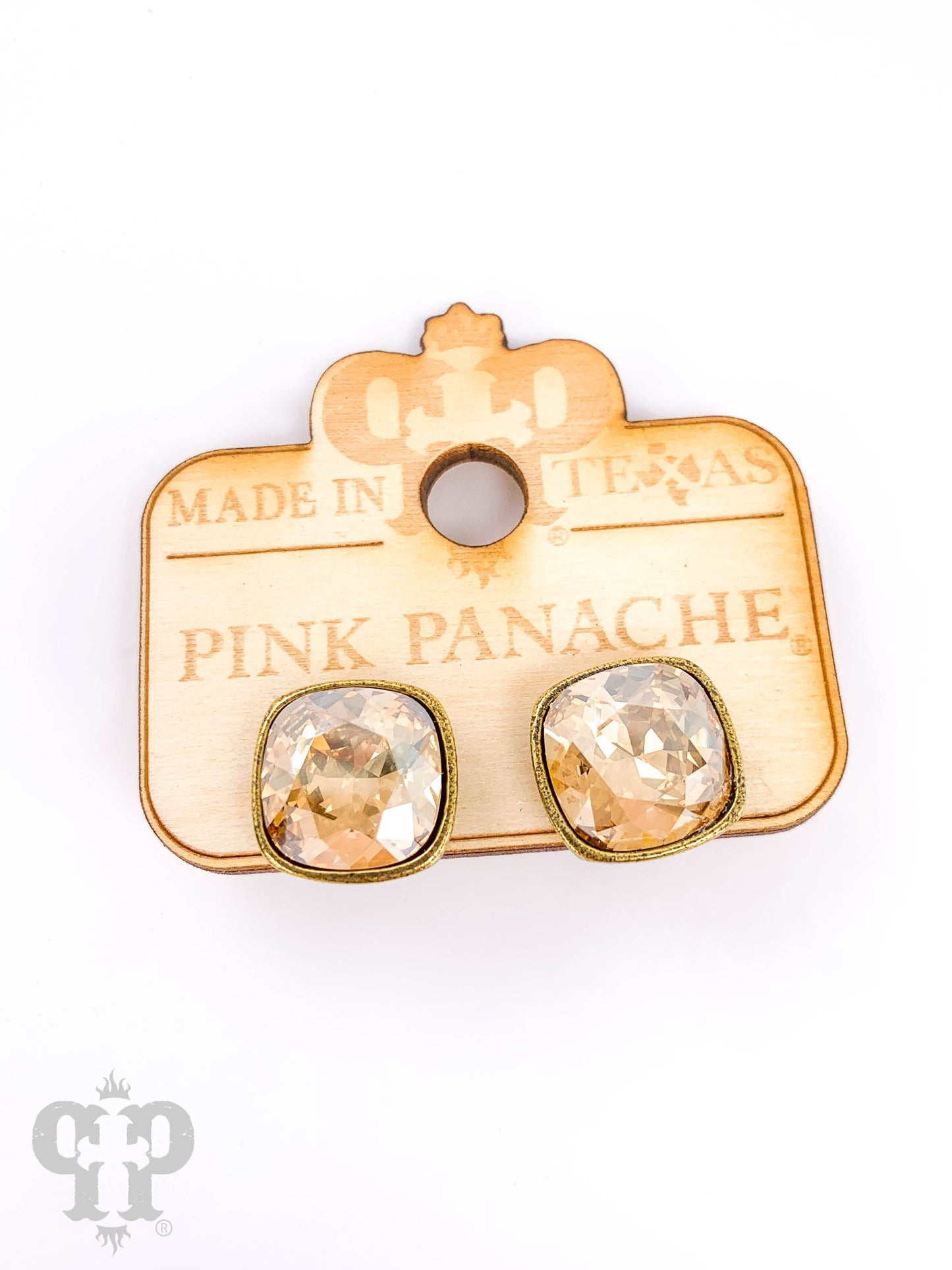 Austrian square crystal post earring, 12mm