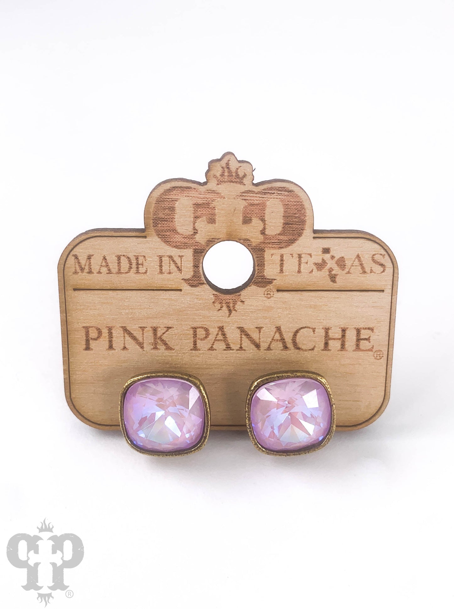 Austrian square crystal post earring, 12mm