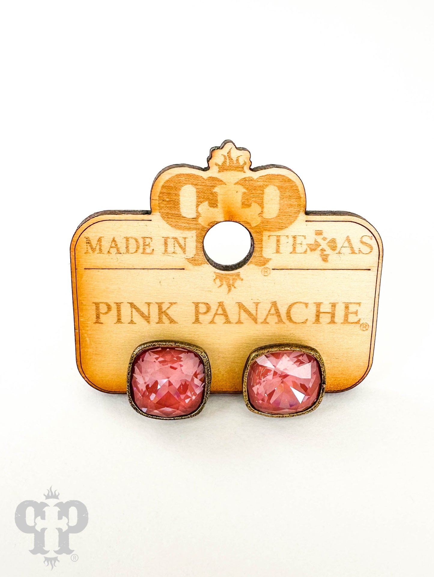 Austrian square crystal post earring, 12mm