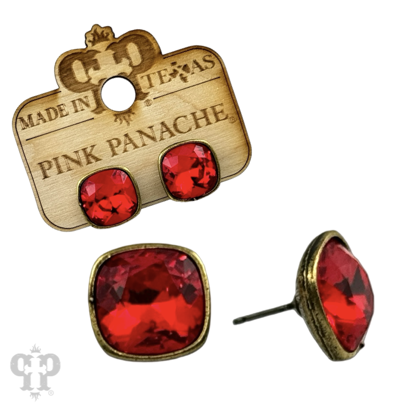 Austrian square crystal post earring, 12mm