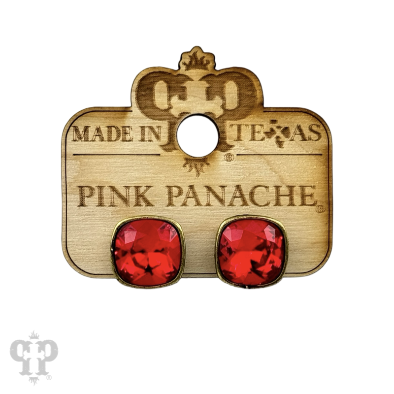 Austrian square crystal post earring, 12mm
