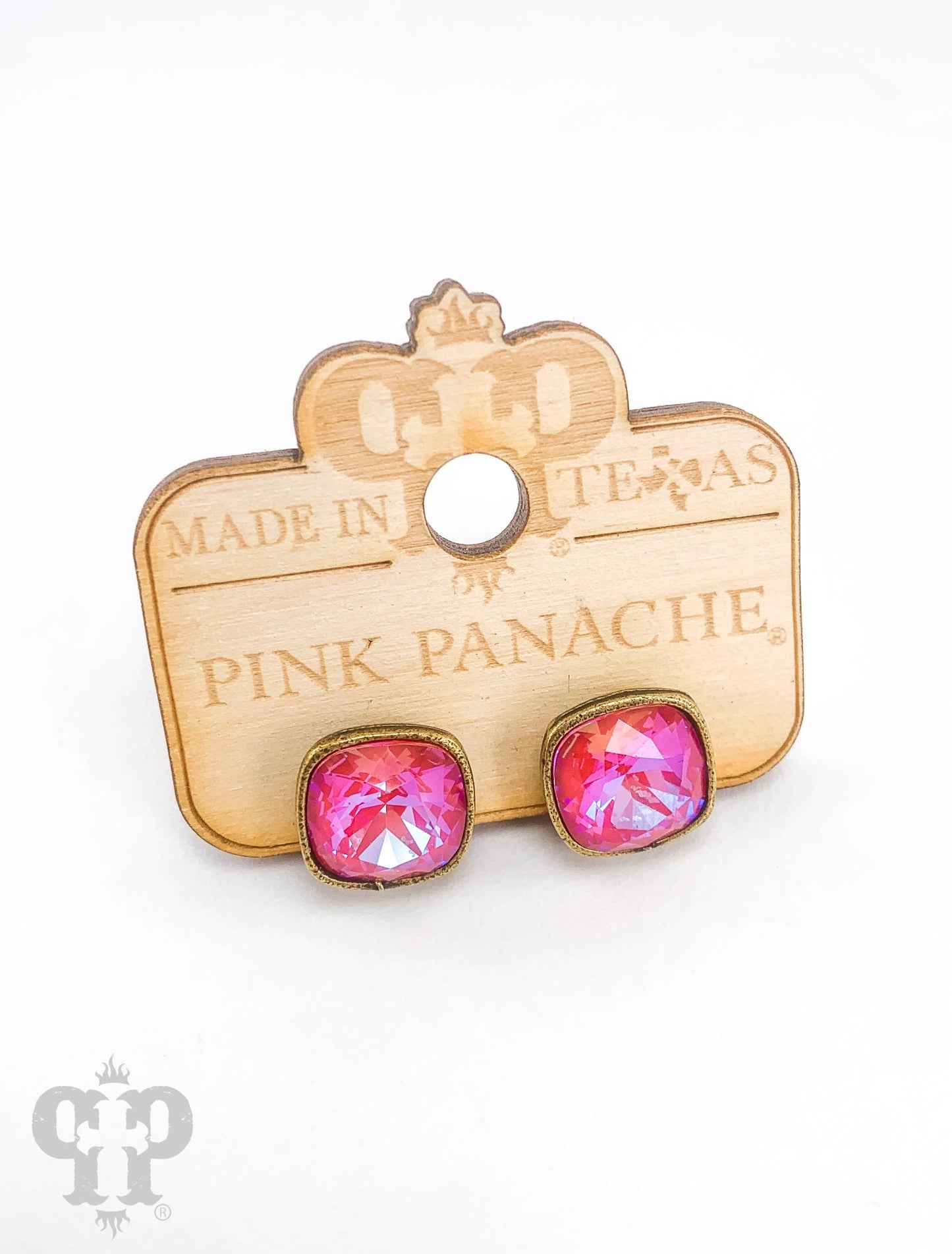 Austrian square crystal post earring, 12mm