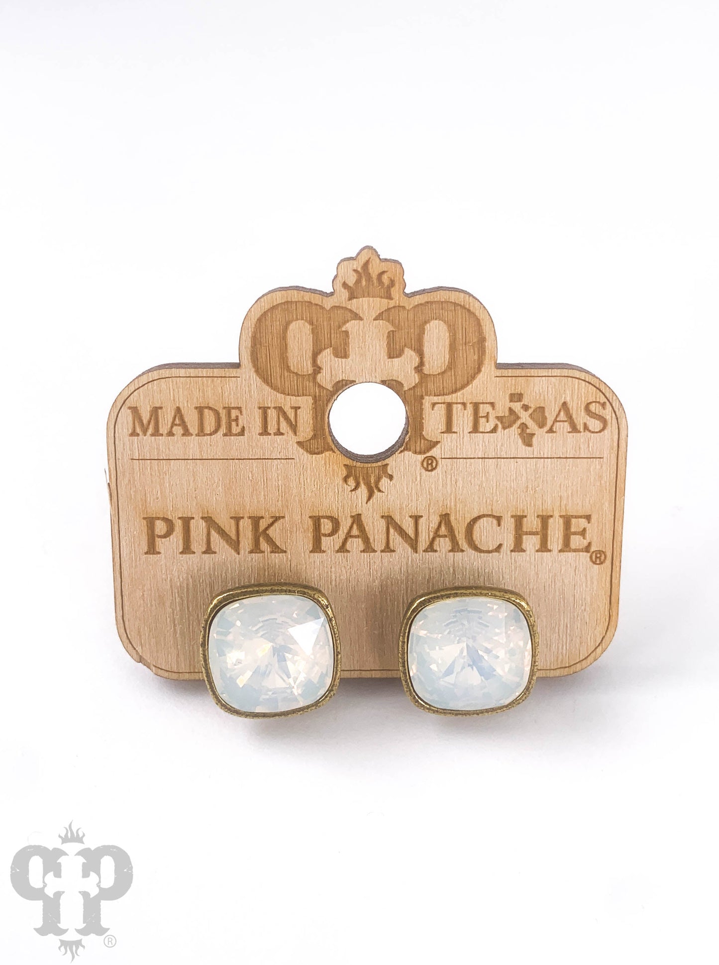 Austrian square crystal post earring, 12mm