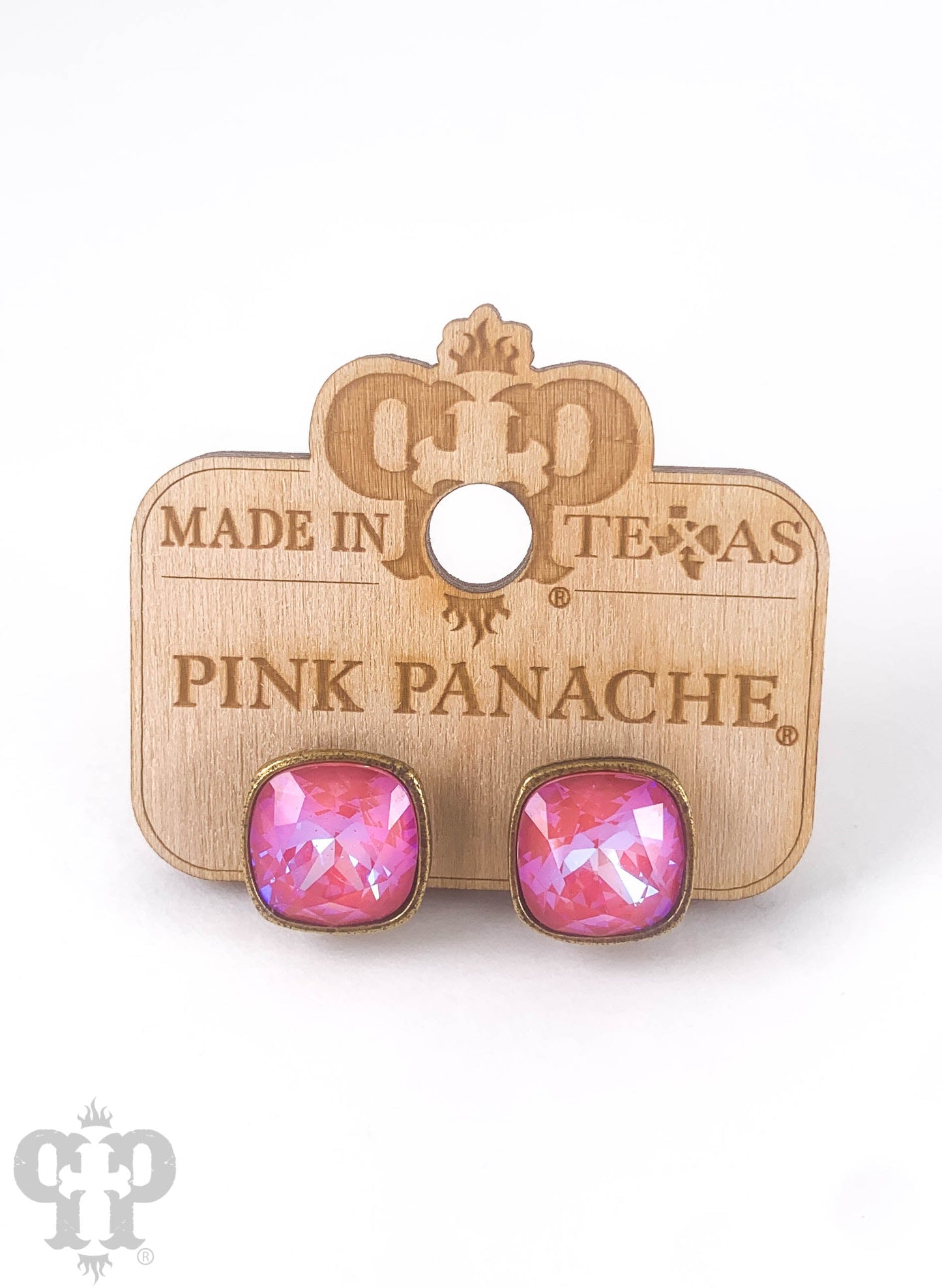 Austrian square crystal post earring, 12mm