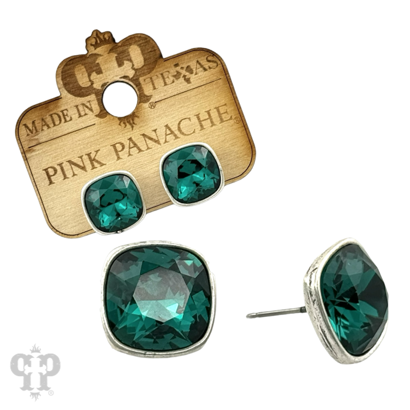 Austrian square crystal post earring, 12mm