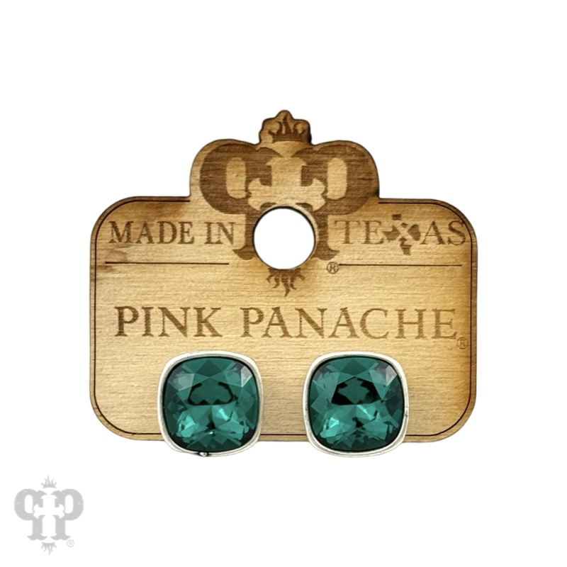 Austrian square crystal post earring, 12mm