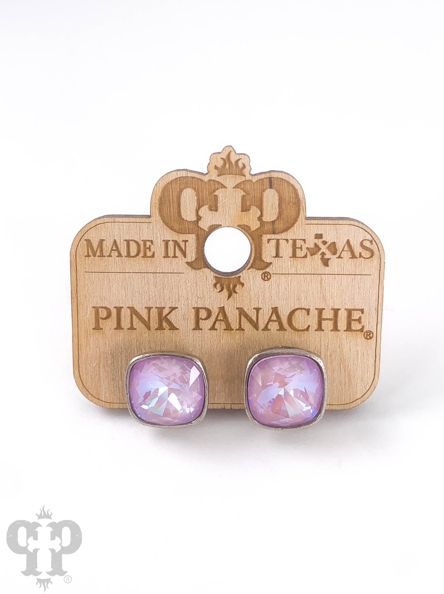 Austrian square crystal post earring, 12mm
