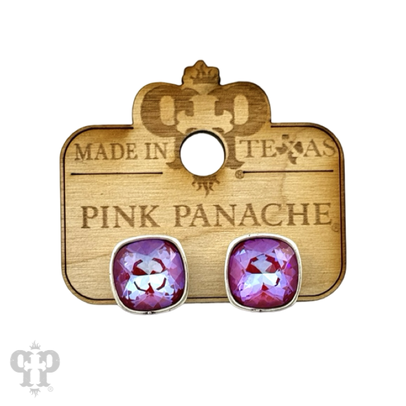 Austrian square crystal post earring, 12mm