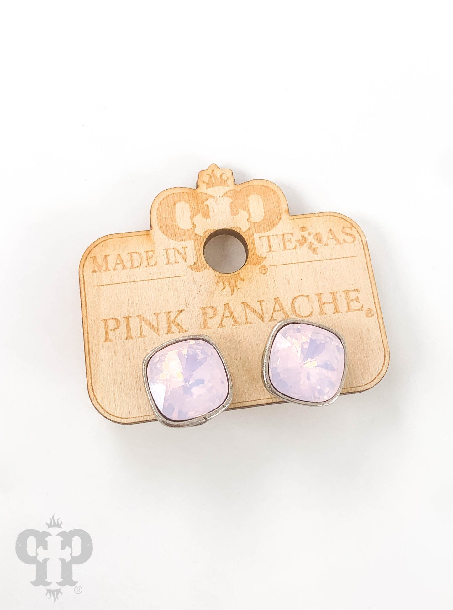 Austrian square crystal post earring, 12mm