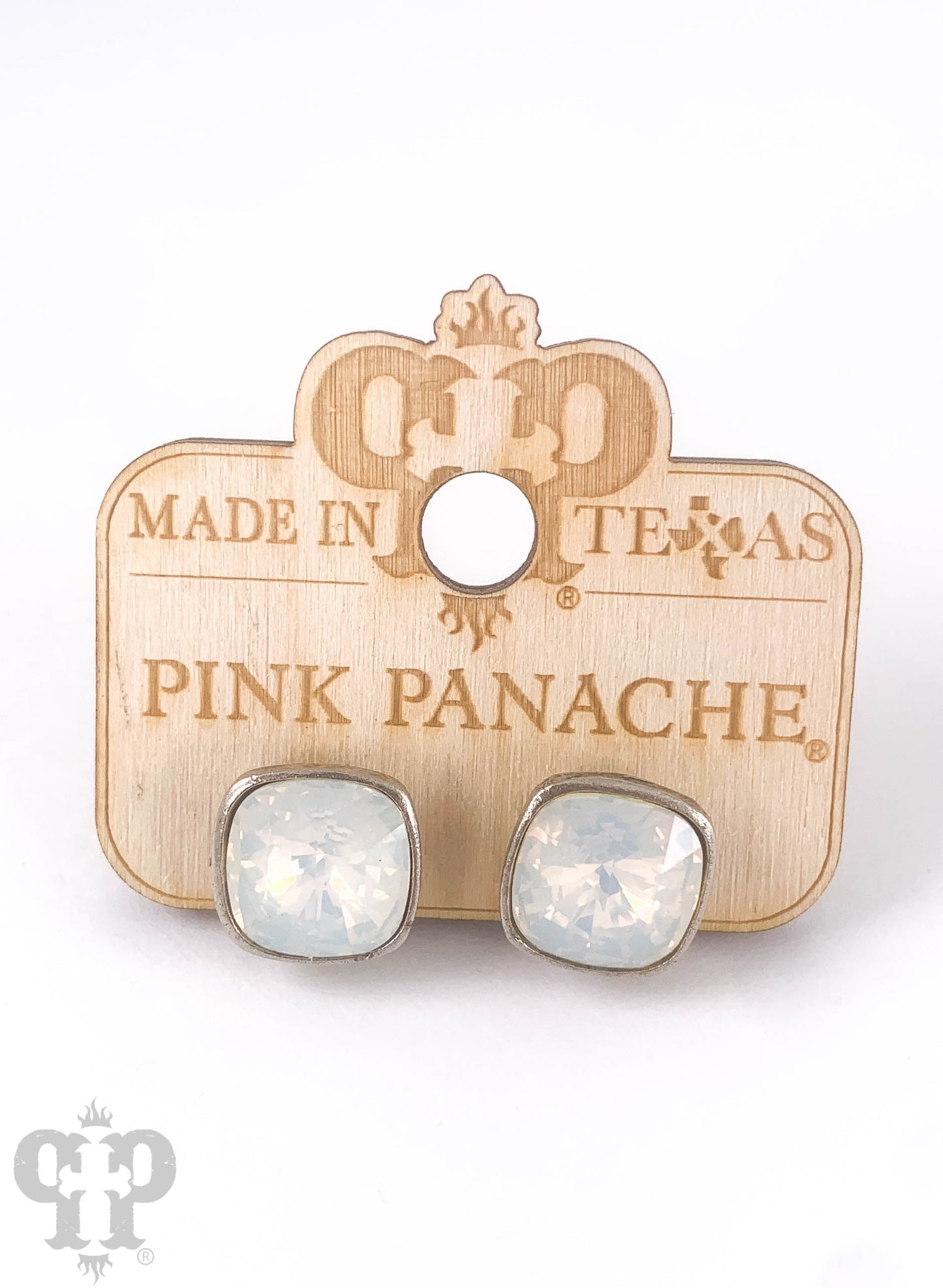 Austrian square crystal post earring, 12mm