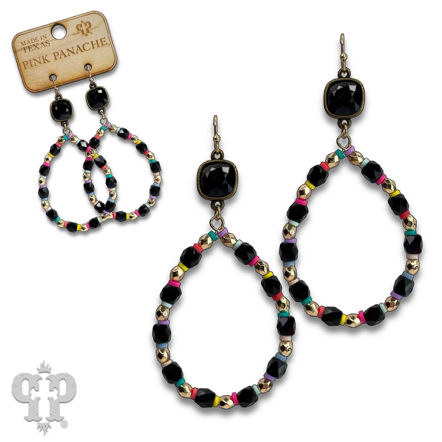 Multi-color and barrel bead earring with Austrian crystal