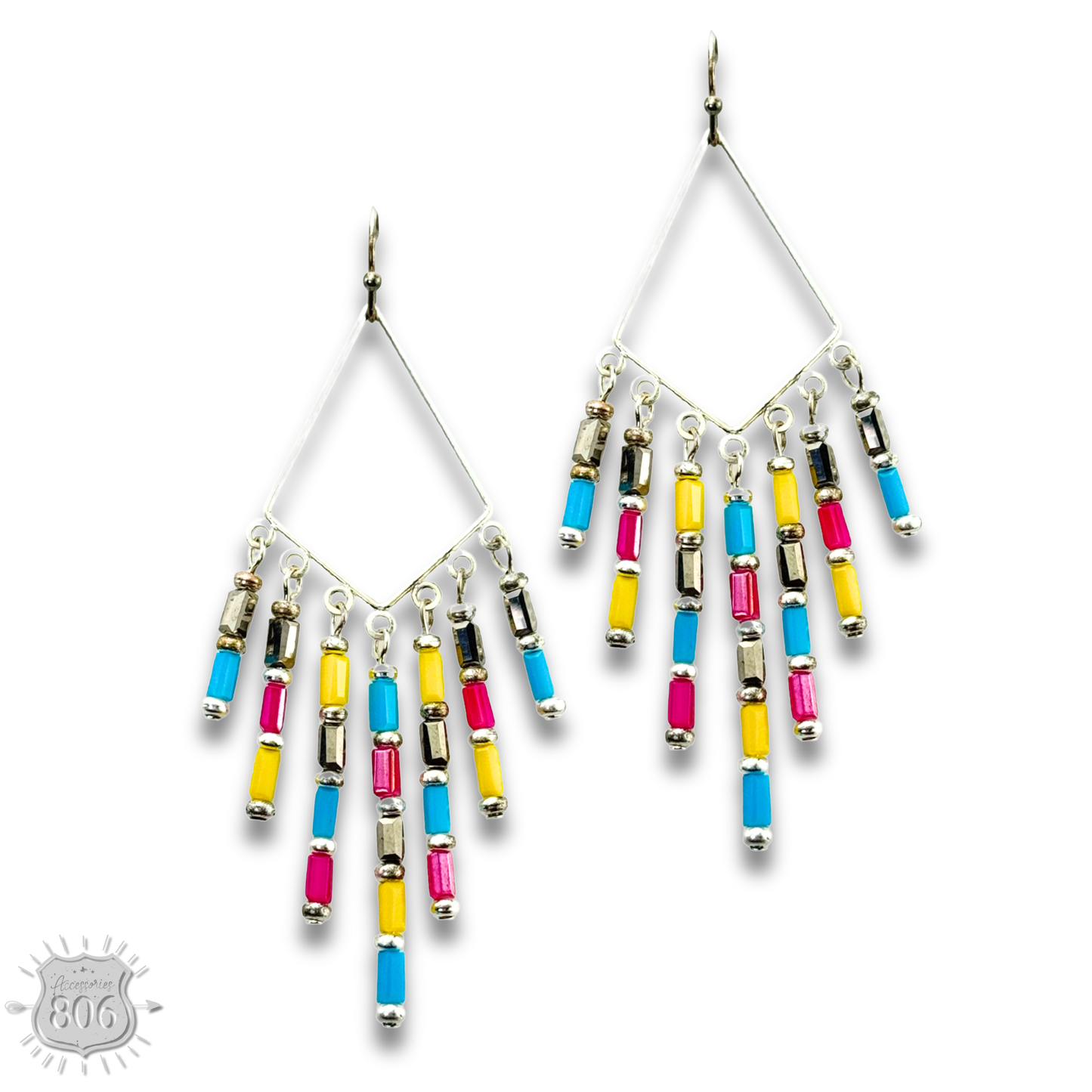 Bead fringe diamond teardrop earring