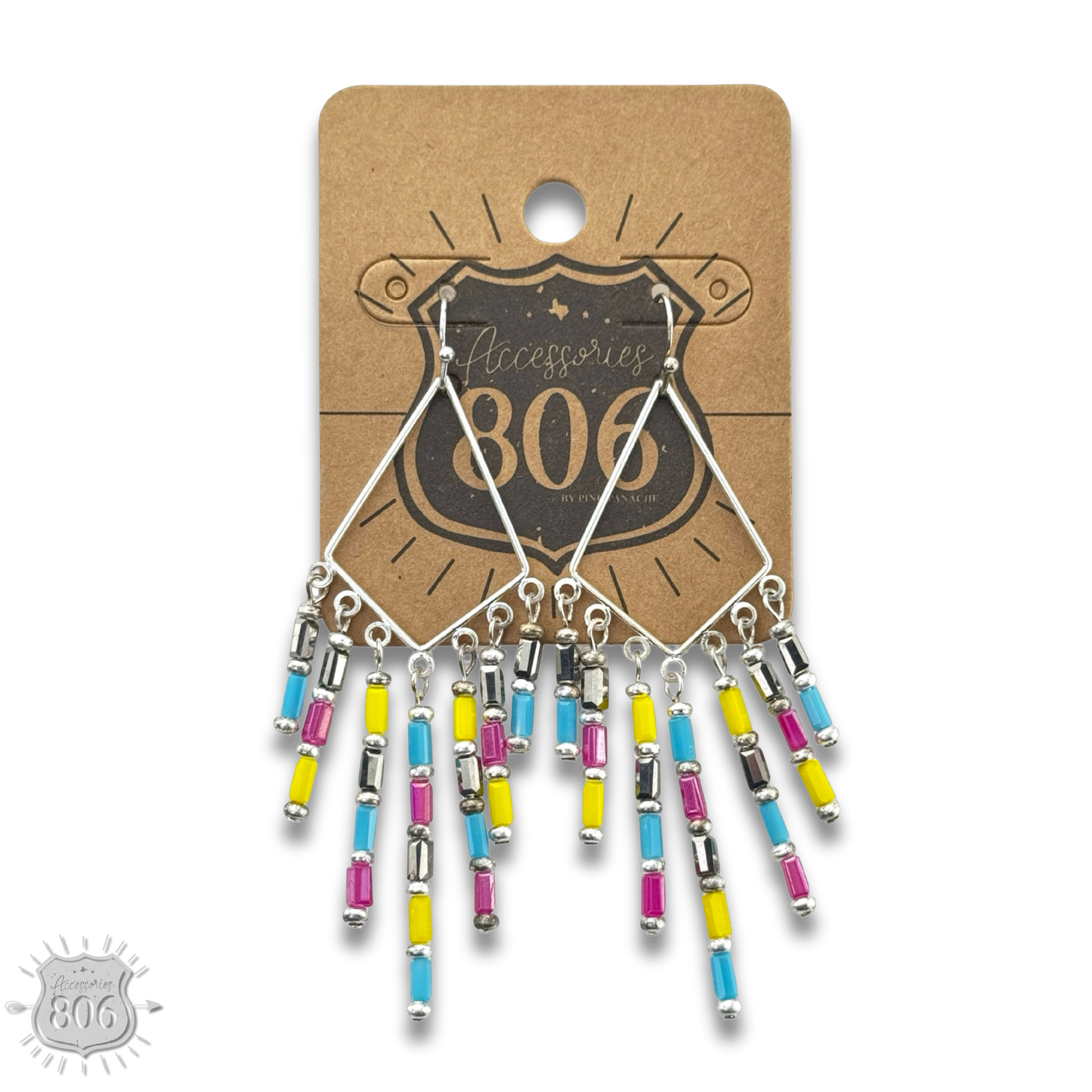 Bead fringe diamond teardrop earring