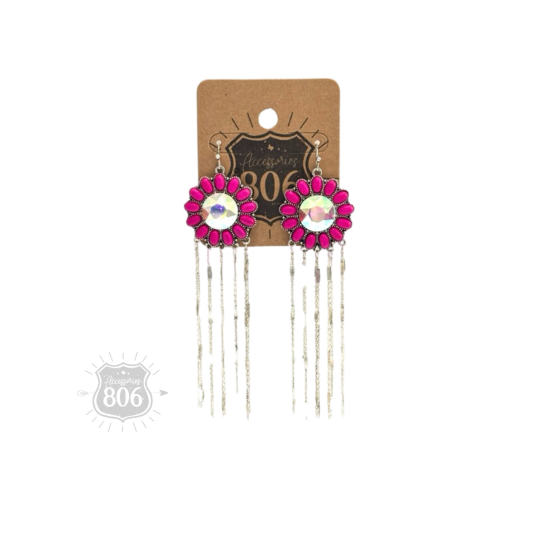 Flower concho fringe earring