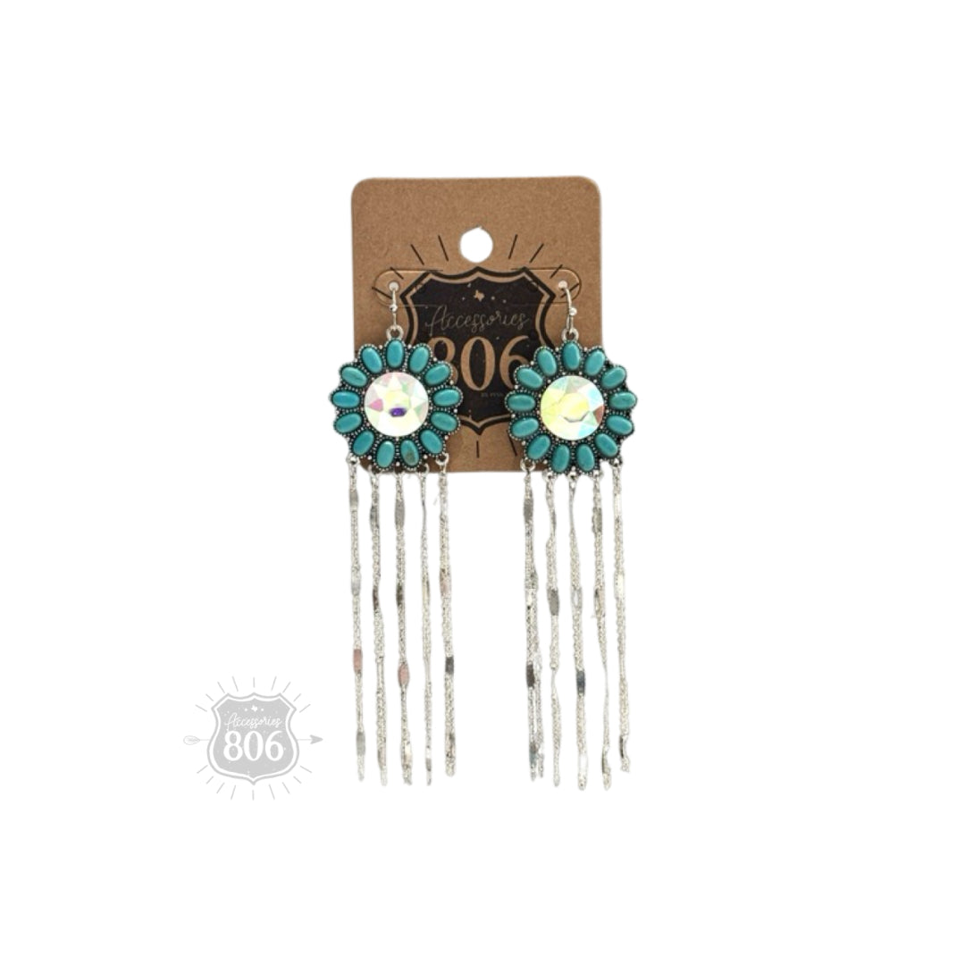 Flower concho fringe earring