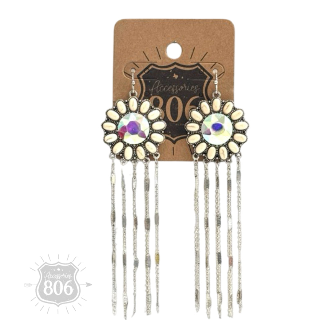 Flower concho fringe earring