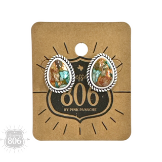 Stone teardrop post earring