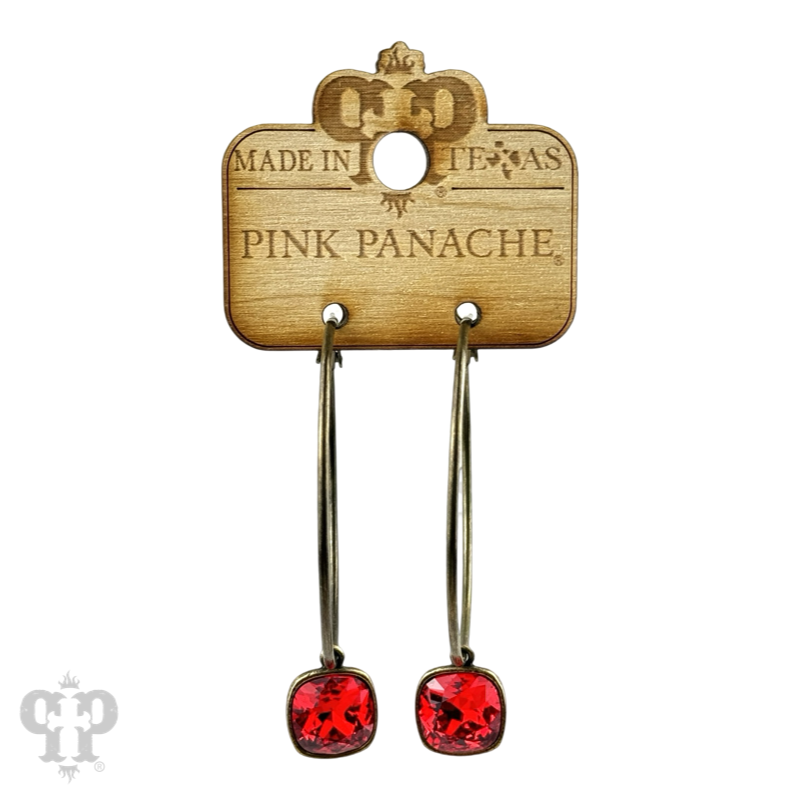 Austrian square crystal hoop earring, 12mm