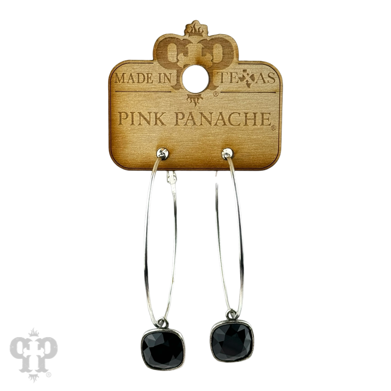 Austrian square crystal hoop earring, 12mm