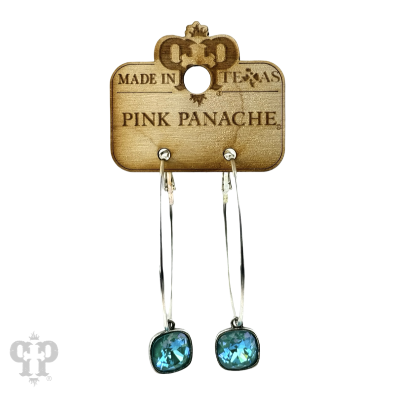 Austrian square crystal hoop earring, 12mm
