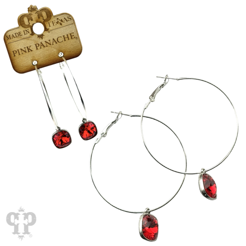 Austrian square crystal hoop earring, 12mm