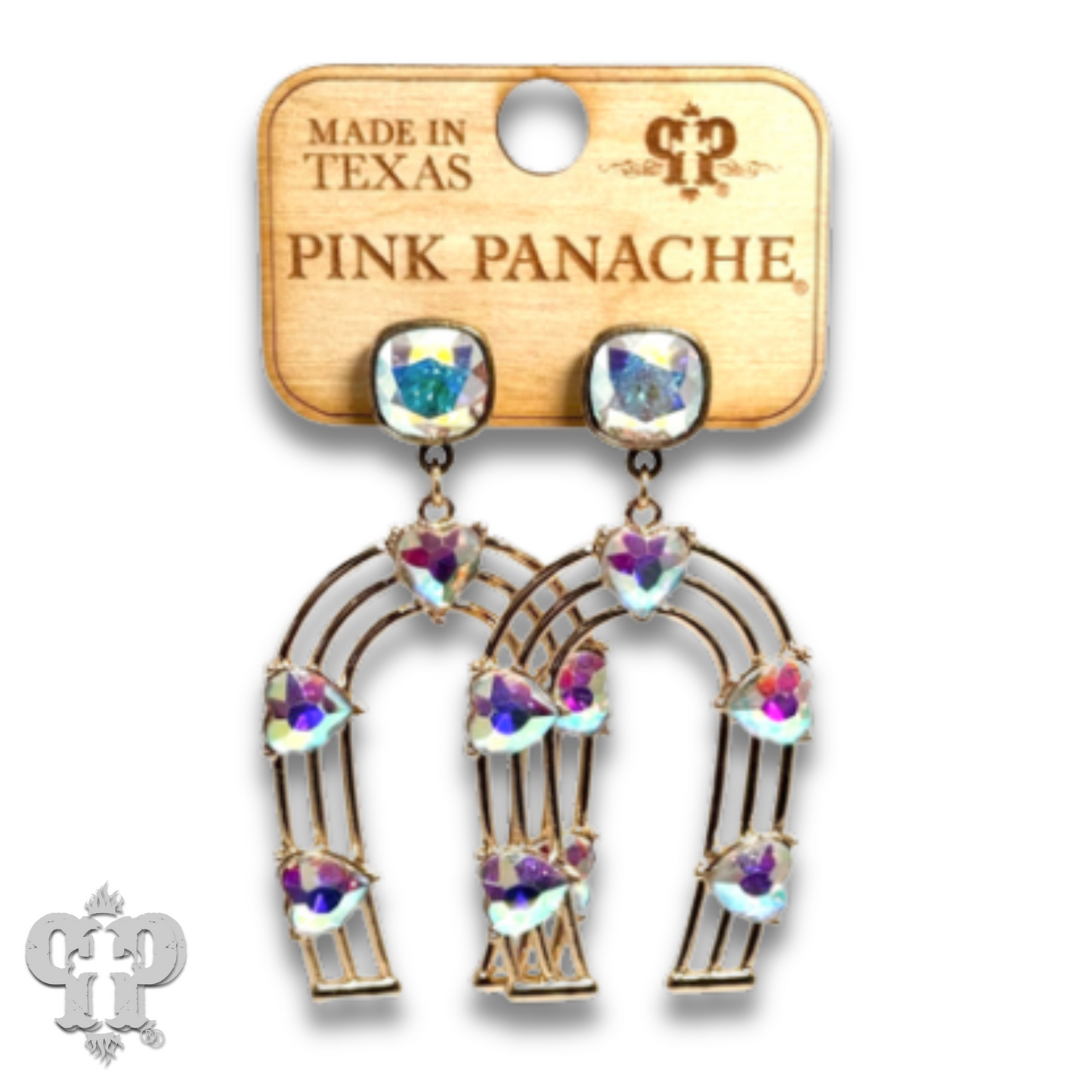 Horseshoe and rhinestone heart earring with Austrian crystal