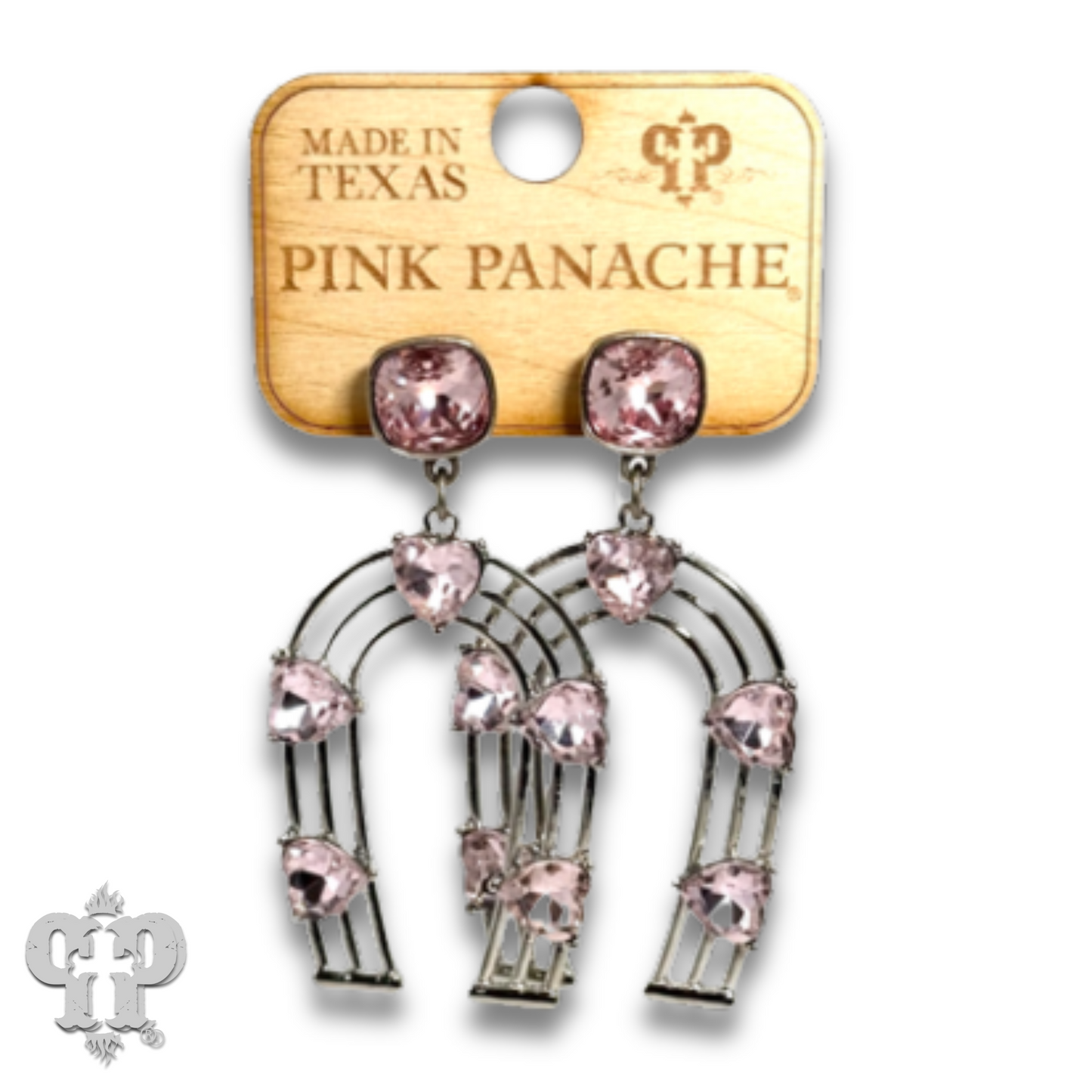 Horseshoe and rhinestone heart earring with Austrian crystal
