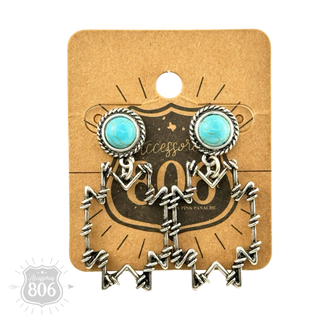 Western barbed wire aztec earring