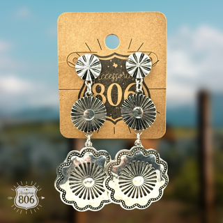 Western silver drop earring