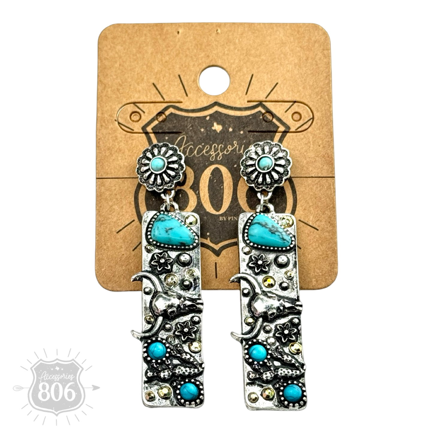Western rectangle drop earring