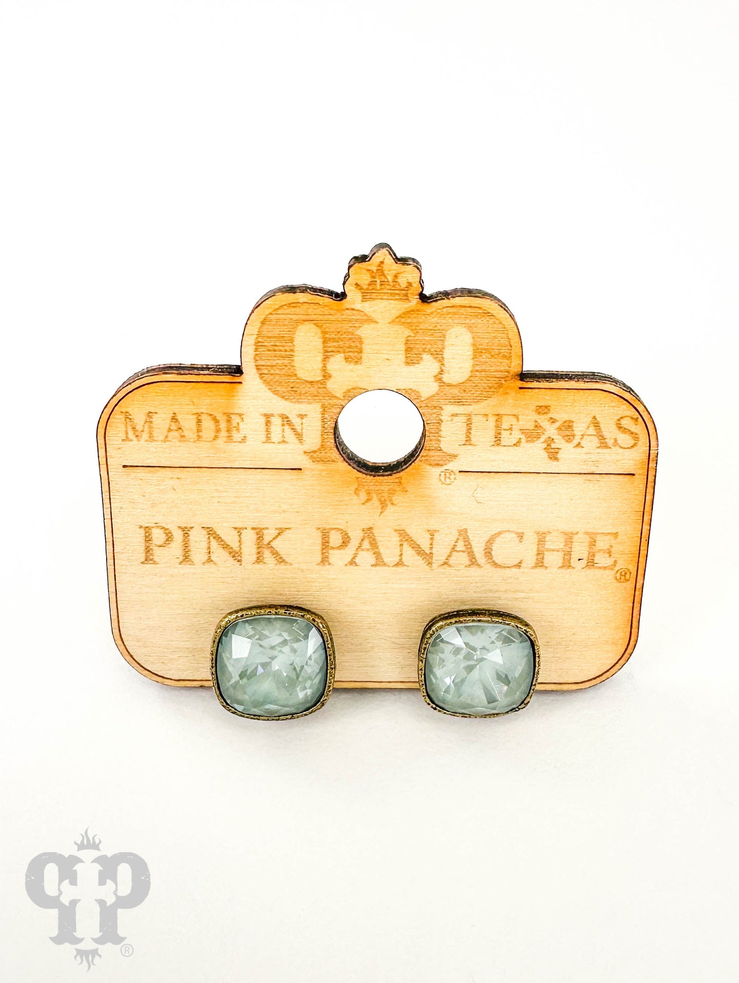 Austrian square crystal post earring, 10mm