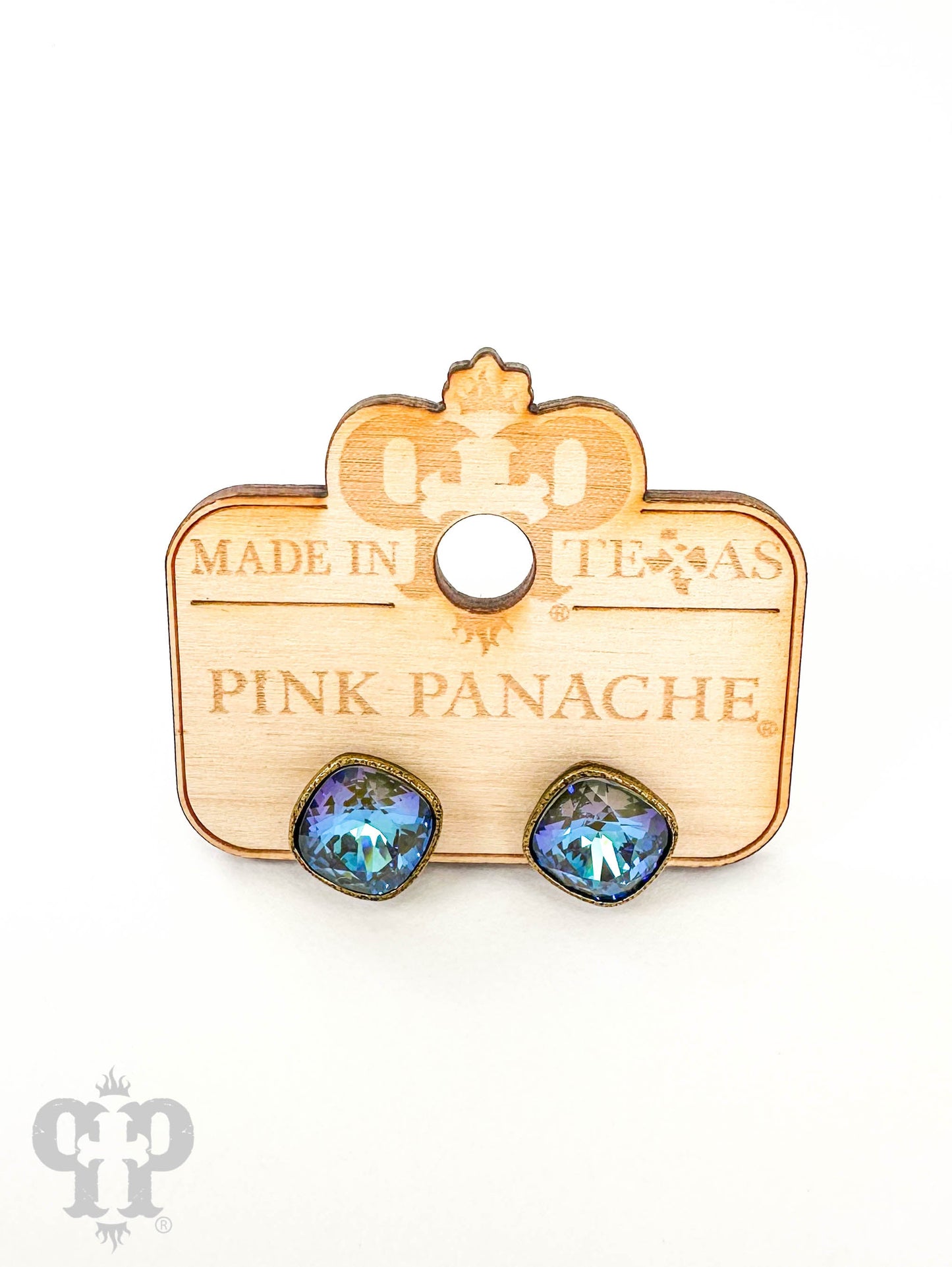 Austrian square crystal post earring, 10mm