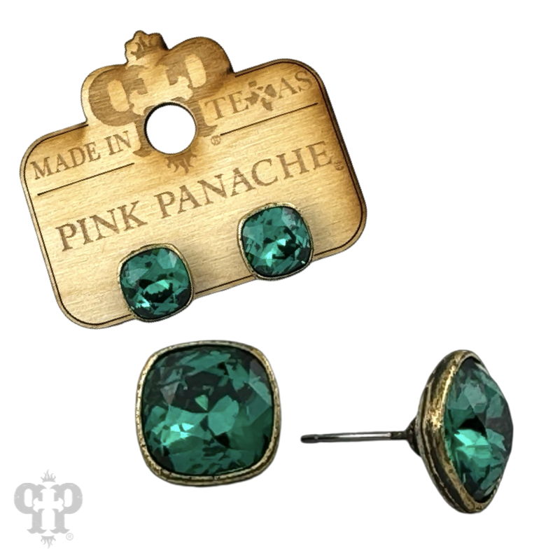 Austrian square crystal post earring, 10mm