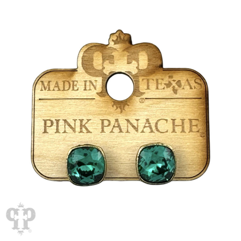 Austrian square crystal post earring, 10mm