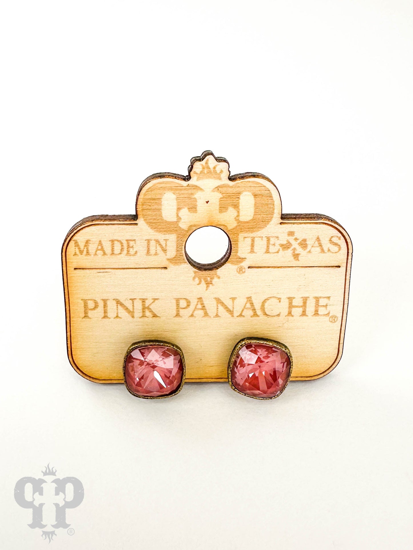 Austrian square crystal post earring, 10mm