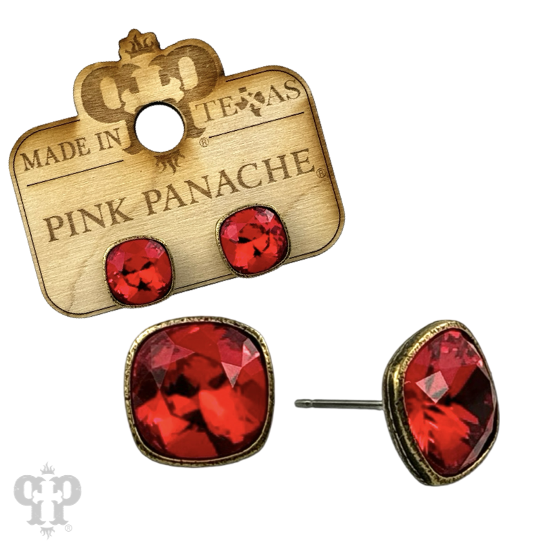Austrian square crystal post earring, 10mm