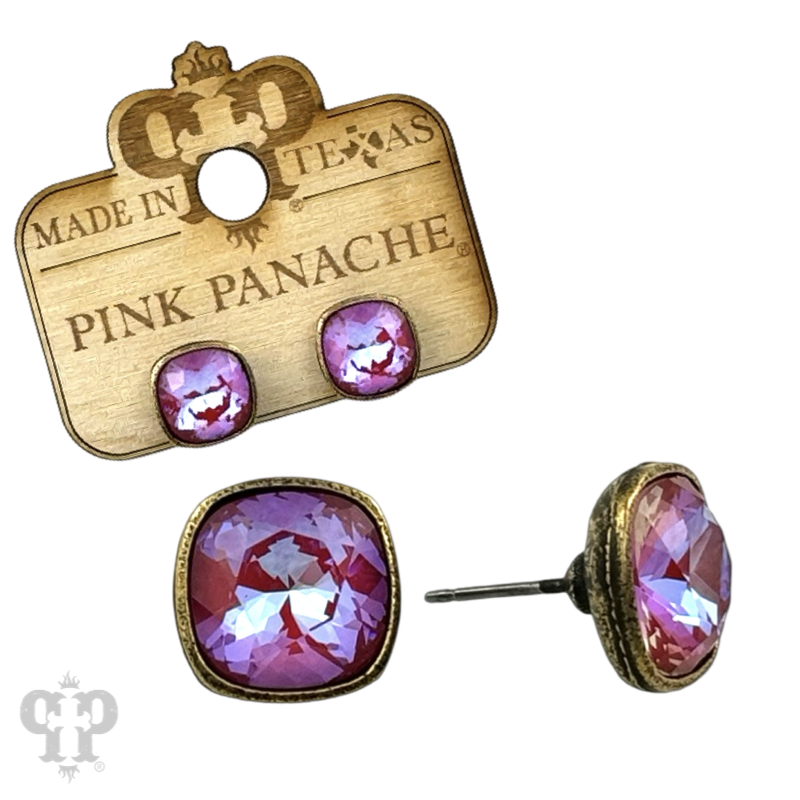 Austrian square crystal post earring, 10mm