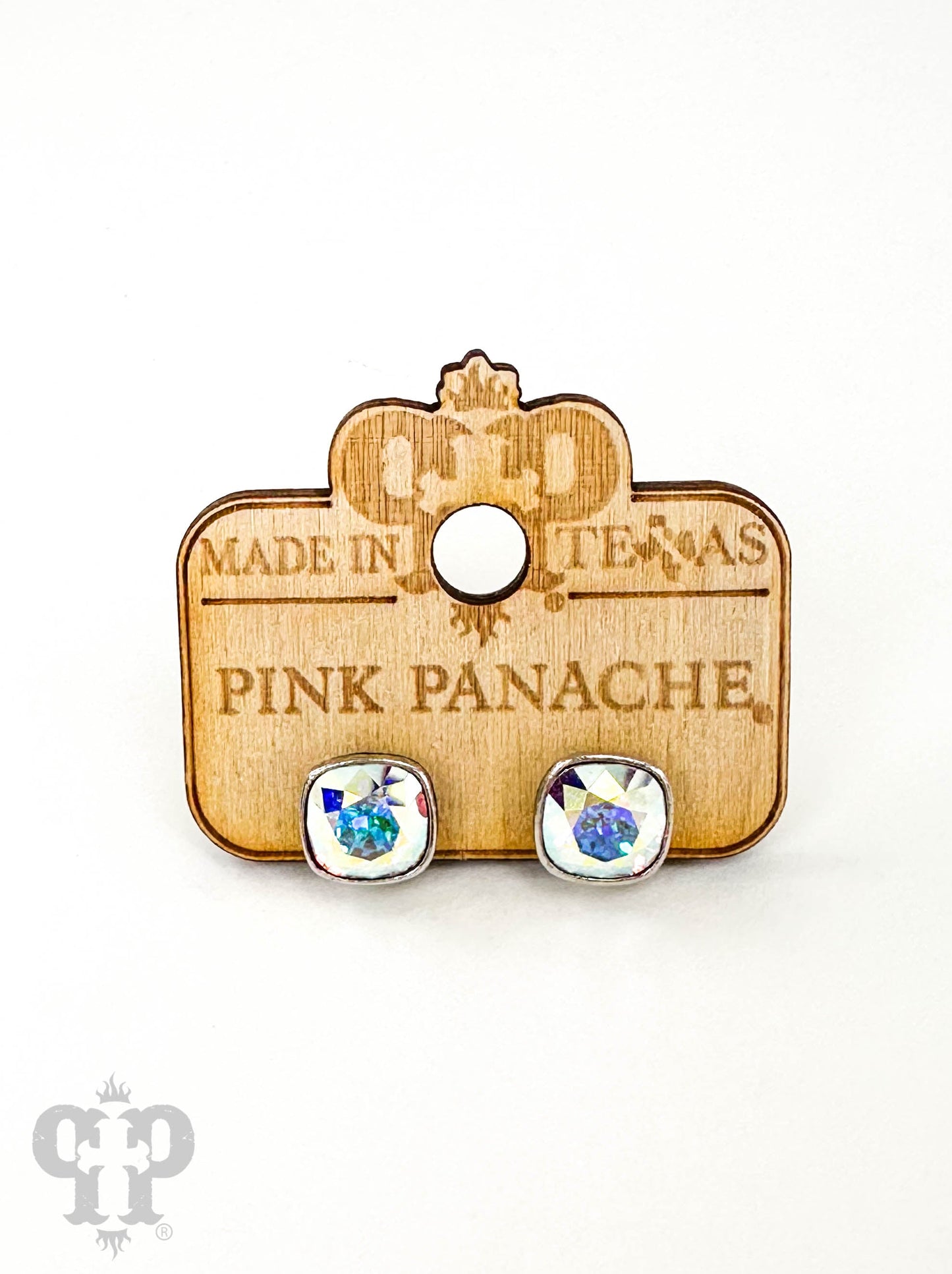 Austrian square crystal post earring, 10mm