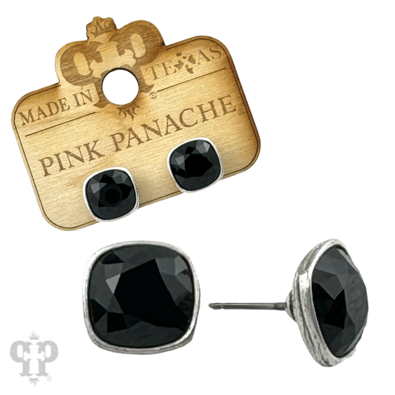 Austrian square crystal post earring, 10mm