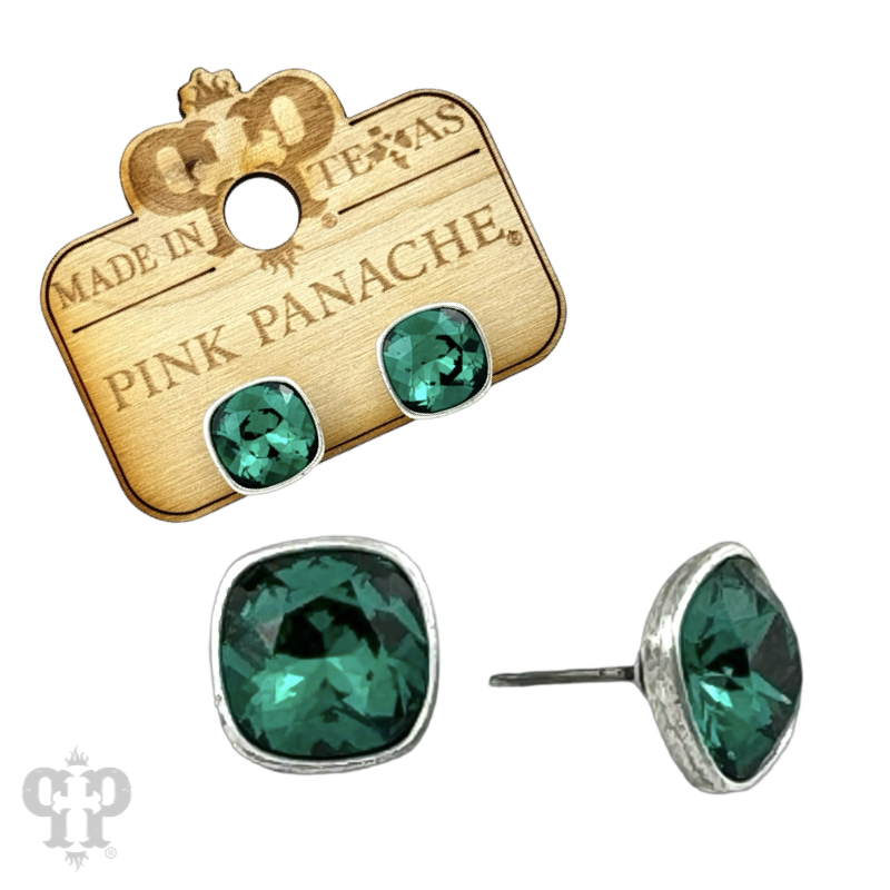 Austrian square crystal post earring, 10mm