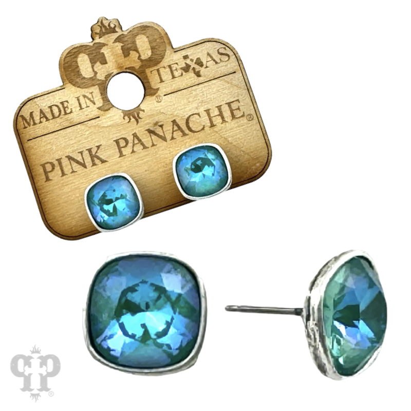Austrian square crystal post earring, 10mm